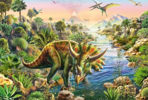 Schmidt Spiele Kinderpuzzle Abenteuer mit den Dinosauriern, 3x48 Teile