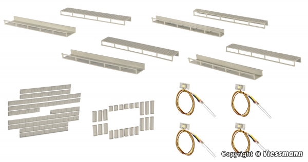 Viessmann 6045 tartset Etageninnenbeleuchtung, 8 Schienen, 4 verschiedene Größen, 4 LEDs weiß