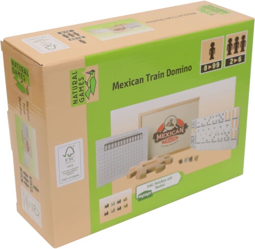 Vedes 61151893 Natural Games Mexican Train Domino, 66 Teile