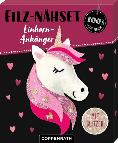 Coppenrath 95297 Filz-Nähset Einhorn-Anhänger (Herzen) - 100% s.g.