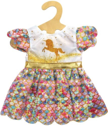 Heless 1231 Puppen-Glitzerkleid ''Einhorn Goldy'', Gr. 28-35 cm