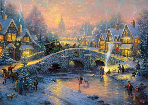 Schmidt 58450 Thomas Kinkade Winterliches Dorf