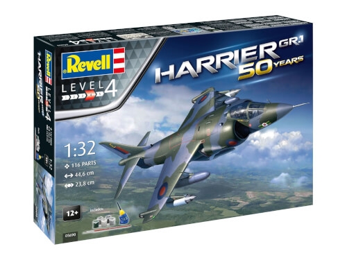 Revell 05690 Geschenkset Harrier GR.1, 50 Years, Revell 0Modellbausatz mit Basiszubehör