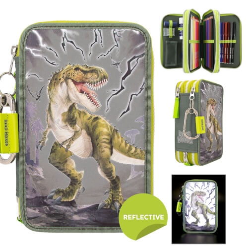 Depesche 11758 Dino World 3-Fach Federtasche REFLECTOR