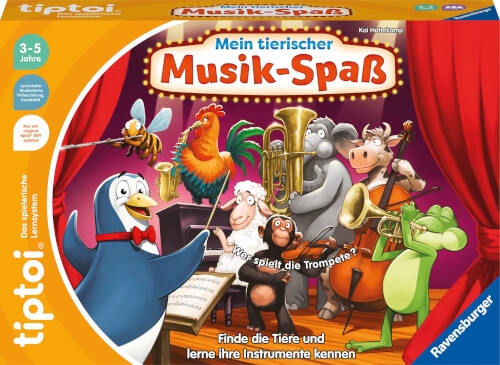 Ravensburger tiptoi Spiel 00169 Mein tierischer Musik-Spaß, Lernspiel für 1-4 Kinder von 3-5 Jahren