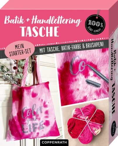 Coppenrath 95181 Mein Batik+Handlettering Starter-Set - Tasche (100% s.g.)