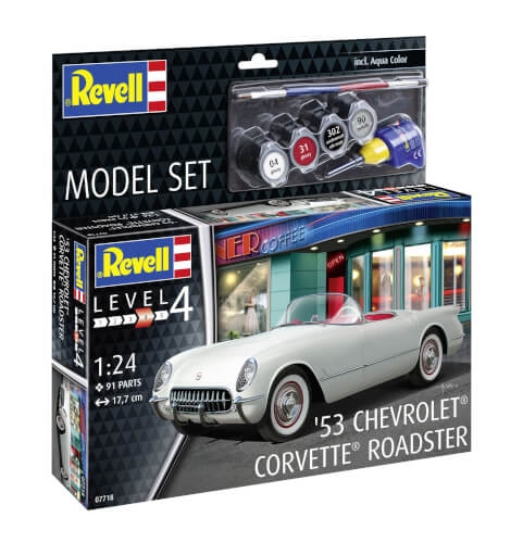 Revell 67718 Model Set 1953 Chevrolet Corvette Roadster , Revell Modellbausatz mit Basiszubehör