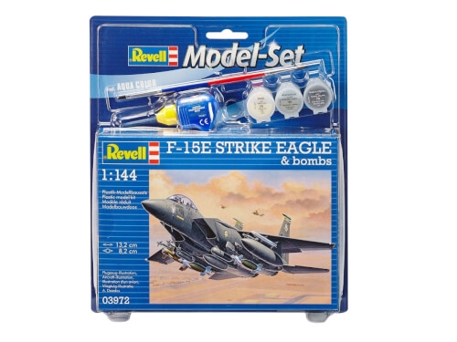 Revell 63972 Model Set F-15E Strike Eagle & bombs, Revell Modellbausatz mit Basiszubehör