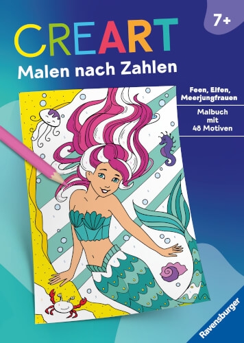 Ravensburger 48914 CreArt Malen nach Zahlen ab 7: Feen, Elfen, Meerjungfrauen Kreativität