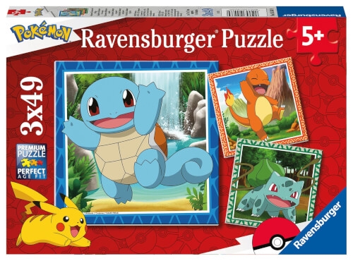 Ravensburger Kinderpuzzle 05586 - Glumanda, Bisasam und Schiggy - 3x49 Teile Pokémon Puzzle für Kind