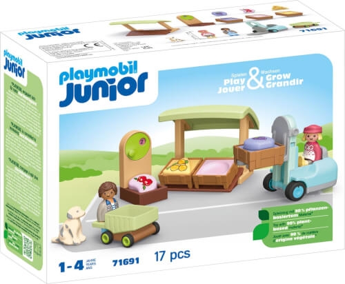 PLAYMOBIL 71691 Junior: Bio-Marktstand & Gabelstapler