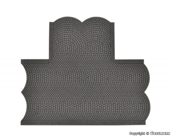 Vollmer 8243 H0 Straßenplatte Kopfsteinpflaster Steinkunst, 90°-Einmündung