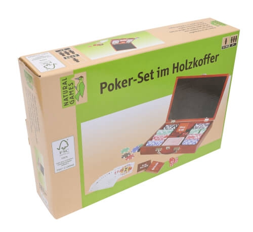 Vedes 62508566 Natural Games Pokerset im Holzkoffer mit 200 Chips