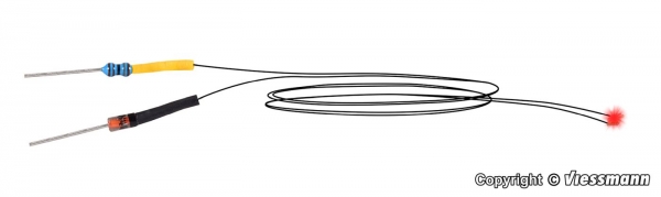 Viessmann 3563 LED rot mit angelöteten Kabeln, 5 Stück