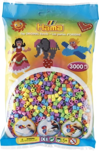 Dan Import 201-50 HAMA Bügelperlen Midi - Pastell Mix 3000 Perlen (6 Farben)