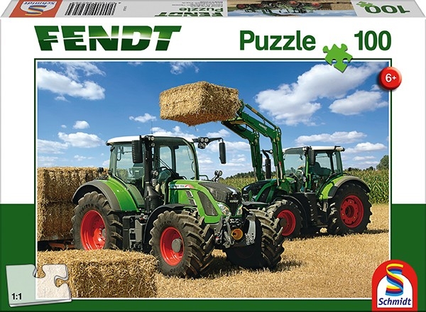 Schmidt Spiele 56256 Fendt 724 Vario, Fendt 716 Vario mit Frontlader Cargo 4x85, 100 Teile