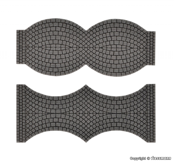 Vollmer 8244 H0 Straßenplatte Kopfsteinpflaster aus Steinkunst, je 2 Endstücke