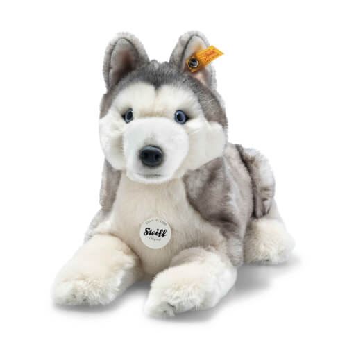 Steiff 67891 Bernie Husky 33 grau/weiss liegend