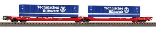 Piko 72238 H0 Taschenwagen T3000e 2x THW 40' Container VI AC